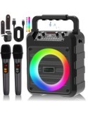 Karaoke-Maschine mit 2 kabellosen Karaoke-Mikrofonen, tragbares Bluetooth